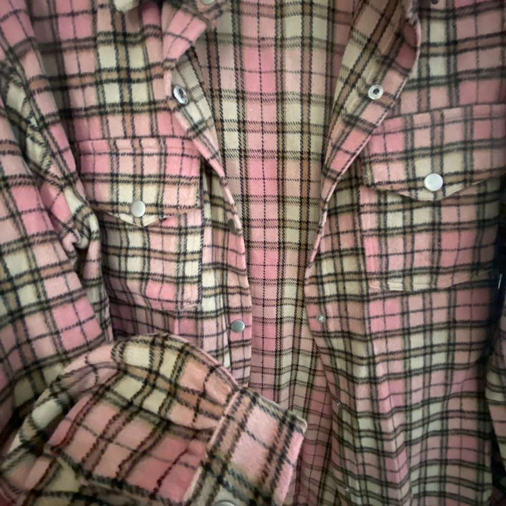 Kori 👄Pink and Tan Plaid SOFT Utility Jacket